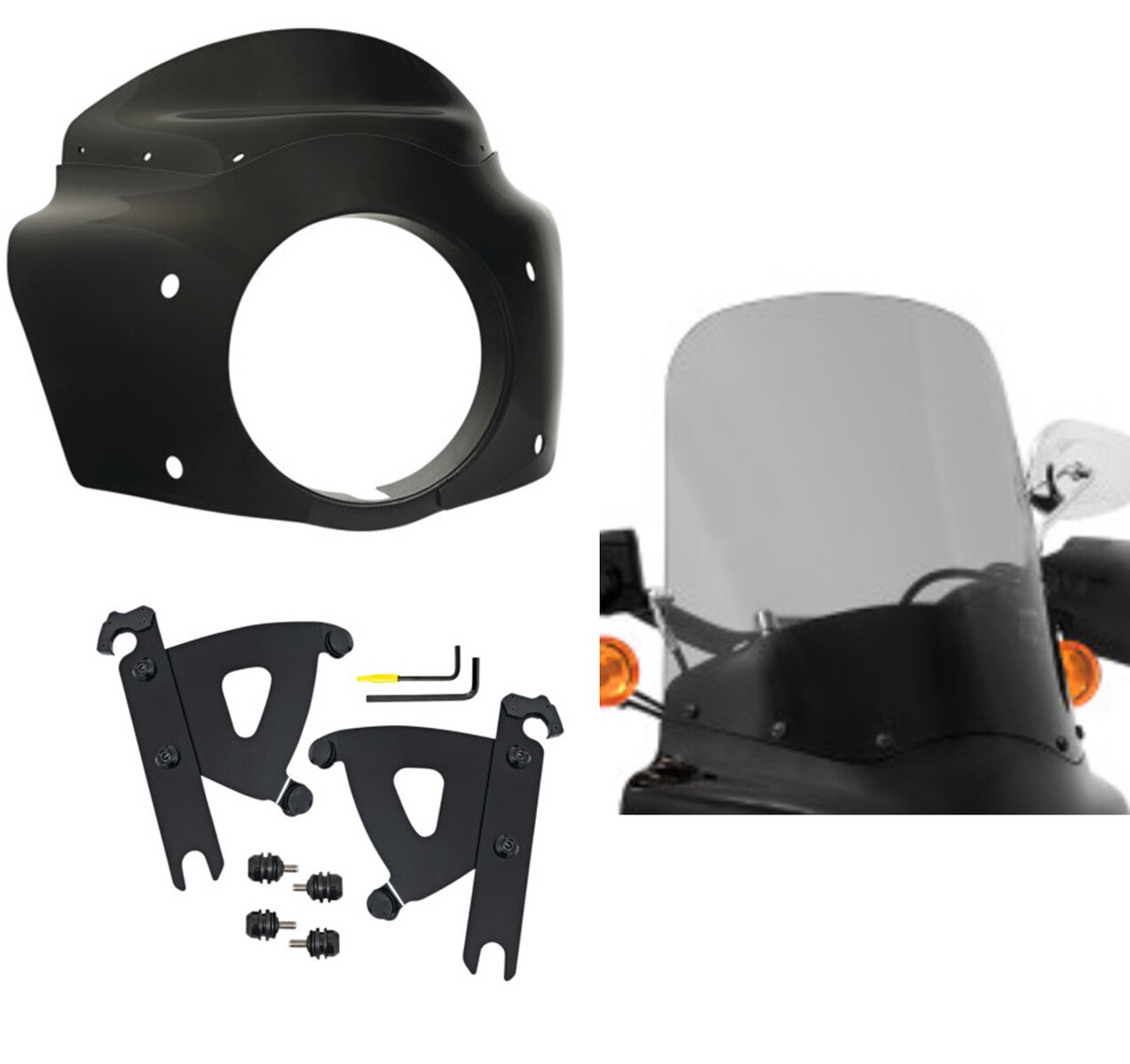 Memphis Shades Road Warrior Fairing 17 Smoke Windshield Kit Harley