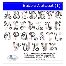 Embroidery Design Set - Bubble Alphabet(1) - 26 Designs - 9 Formats - USB Stick