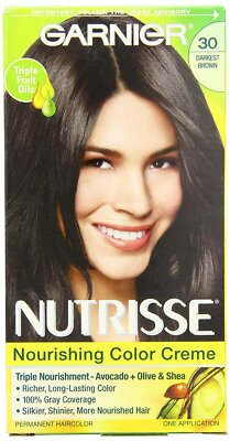 Garnier Nutrisse Permanent Nourishing Hair Color Creme 30 Darkest Brown 1 Count