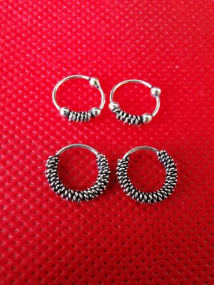 STERLING SILBER 925 2 PAAR SCHÖNE DESIGN VON CREOLEN FÜR VERSCHIEDENE PIERCING L24k6