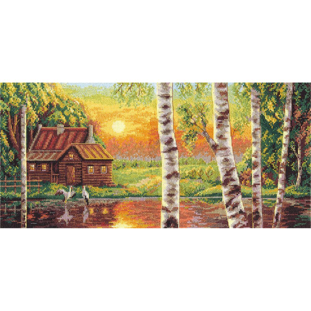 Panna counted cross stitch kit ""Cranes at sunset"" 38,5x18cm, DIY