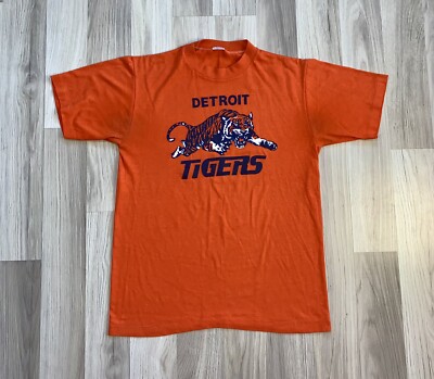 Vintage 80s Detroit Tigers Old Mascot Single Stitch T-shirt. Size