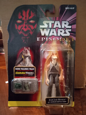 Star Wars Episode I Jar Jar Binks with Gungan Battle Staff - Hasbro 1998 -New
