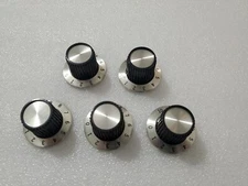 5pc Ridged Control Knob w/ Aluminium Skirt 0-10 Indicator for 1/4" Shaft  Volume