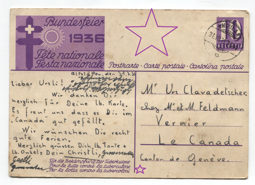 06/13 KÜNSTLER AK. BUNT SCHWEIZ Bergsteiger Bundesfeier 1936 - Picture 2 of 2
