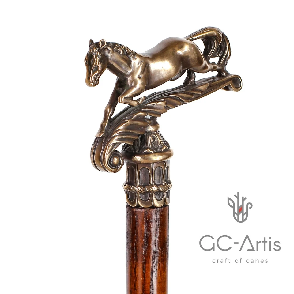 Лошадь трость латуни трости металлический бронзовая ручка деревянный стержень винтажный стиль 36 - Изображение 2 из 4