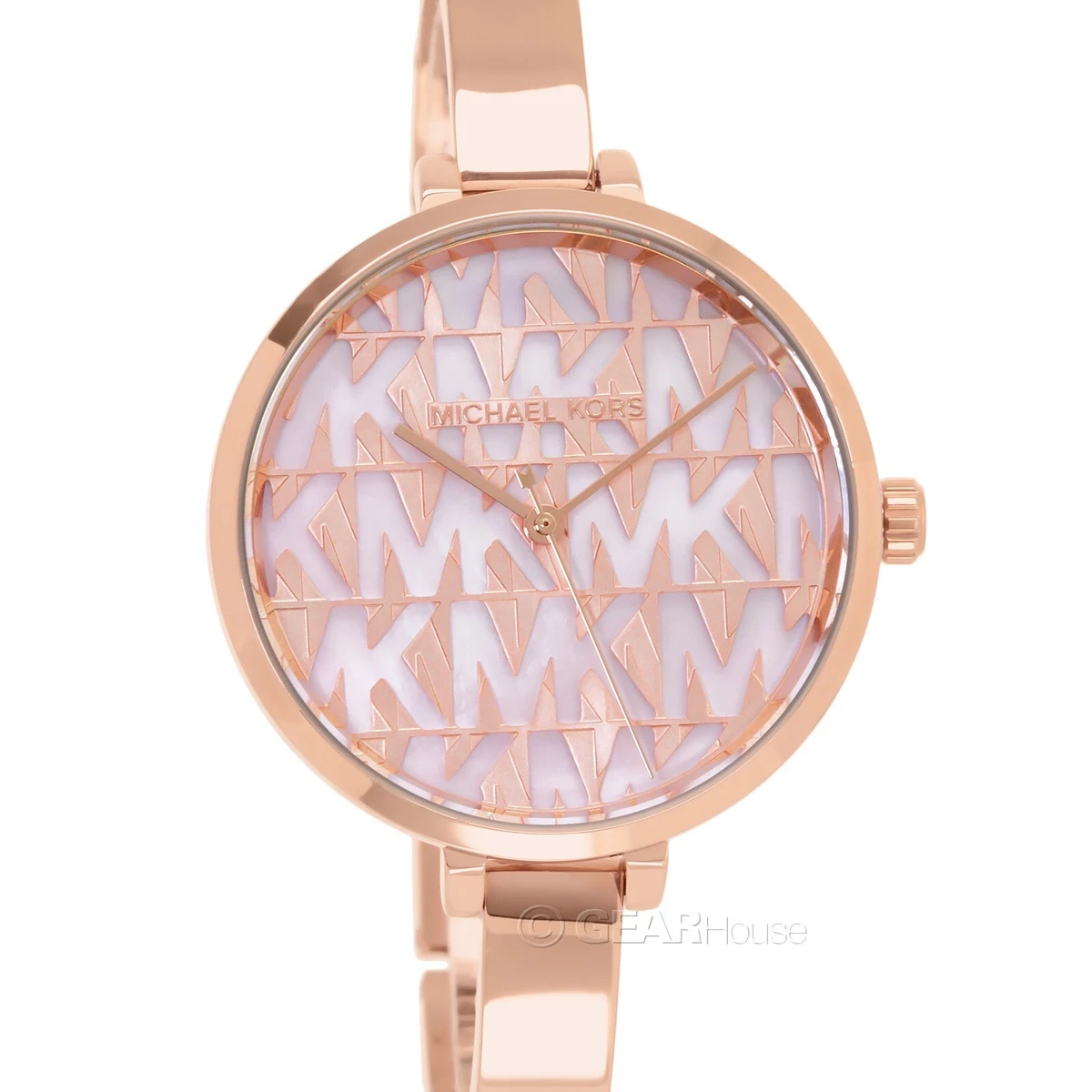 Michael Kors Jaryn Watch Women Rose Gold MK-3631 Crystal Logo Bangle Box Michael Kors Ladies Jaryn Rose Gold-tone | Mercari main image 3