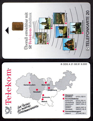 A21 08.91 Original Edition Telephone Card 6 DM Telekom Mobile Radio Full Edition 9000