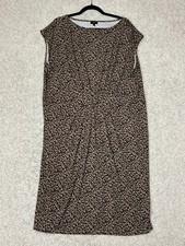 Talbots Cheetah Leopard Print Dress Womens Plus 3X Jersey Gathered Waist Pleats