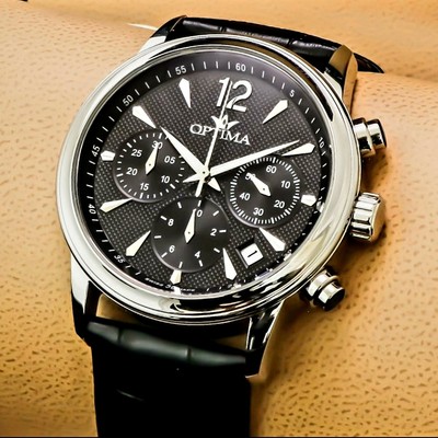 Swiss Made Chronograph Optima  Ronda Swiss Quartzwerk  2 Jahre Garantie