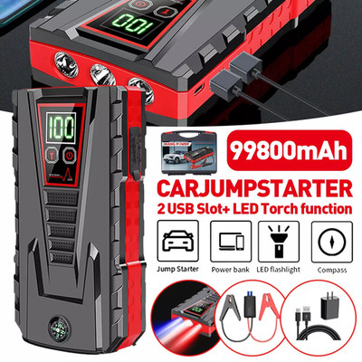 12V 99800mAh Auto KFZ Starthilfe Jump Starter Ladegerät Booster Power Bank PKW