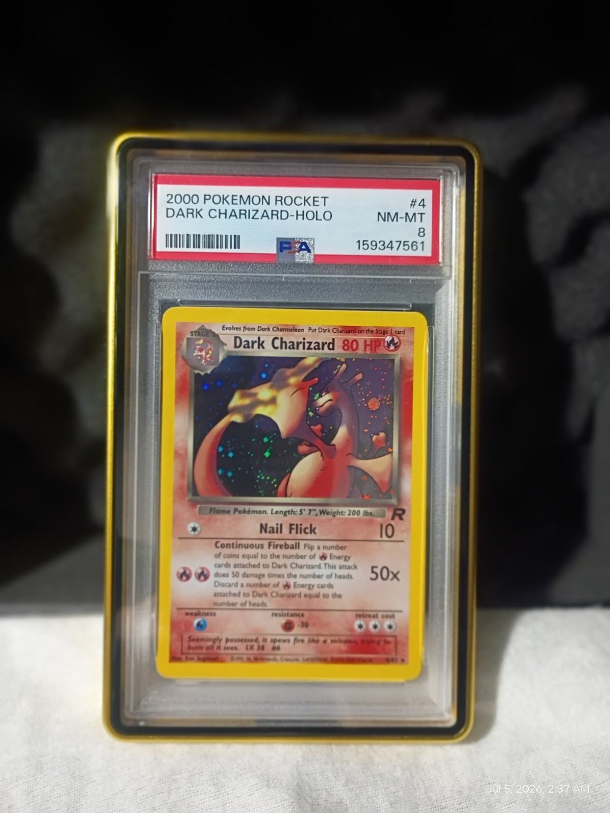 2000 Pokemon Team Rocket: #  4 Dark Charizard-Holo PSA 8 NM-MT