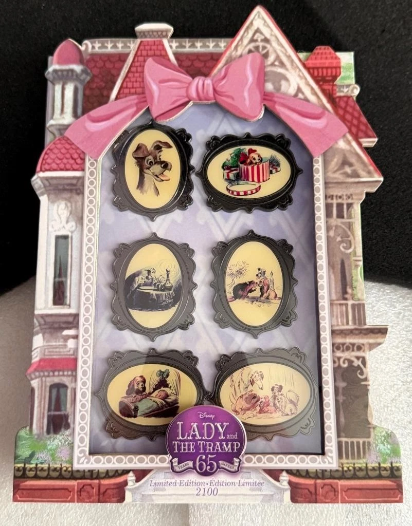 Disney Lady and the Tramp 65th Anniversary Portraits 6 Pin Boxed Set LE 2100