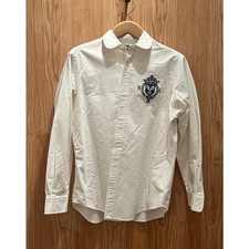 Vintage 1990s Polo Ralph Lauren Embroidered Tennis Club Shirt Men's Large White