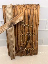 Rare Rustic Wooden Wall Sign God Bless This Home Farmhouse Home D cor EUC