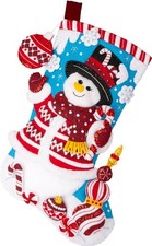 Peppermint Snowman 89610E Bucilla Felt Christmas Stocking Kit DIY Personalize