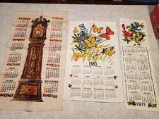 5 Linen Calendar Dish Towels 1964-1989