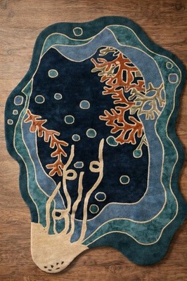 Modern Multicolor Hand Tufted Wool Rug Irregular Shape Handmade Area Rug Carpet
