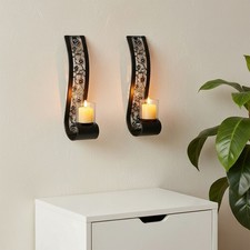 2-Pack Candle Sconce Candle Holders Rustic Floral Metal Wall Mounted Candlestick