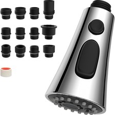 Hibbent 3-Function Pull Down Kitchen Faucet Head Replacement with 12 Chrome