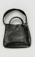 Gucci Bamboo 2way Shoulder Bag Black Leather Vintage Authentic