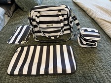Jujube BFF Legacy Diaper Bag Backpack Black/White Stripes The First Lady OOP