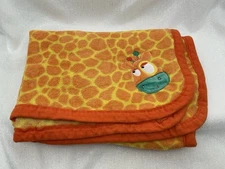 Nuby Giraffe Orange Baby Blanket Security Lovey Plush Fleece Nunu Unisex Yellow