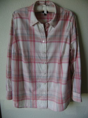 TALBOTS WOMEN'S BUTTON UP BLOUSE PLUS 1X PLAID 100% COTTON SHIRT LONG SLEEVE TOP