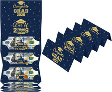 Blue Gold Graduation Money Holder for Class of 2026, 10-Slot Graduation Cash Env