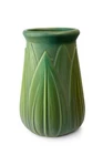Vtg Early Velmoss Roseville Vase Green Palm Leaves Art Deco Matte 9 3/4”