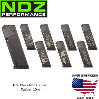 Glock 20 OEM Magazine 10mm 10 Rd Gen 1‑4 Laser Engraved Choose