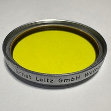 Leica Genuine Yellow Filter 1 Red Engraved Silver Rim Ernst Leitz Wetzlar
