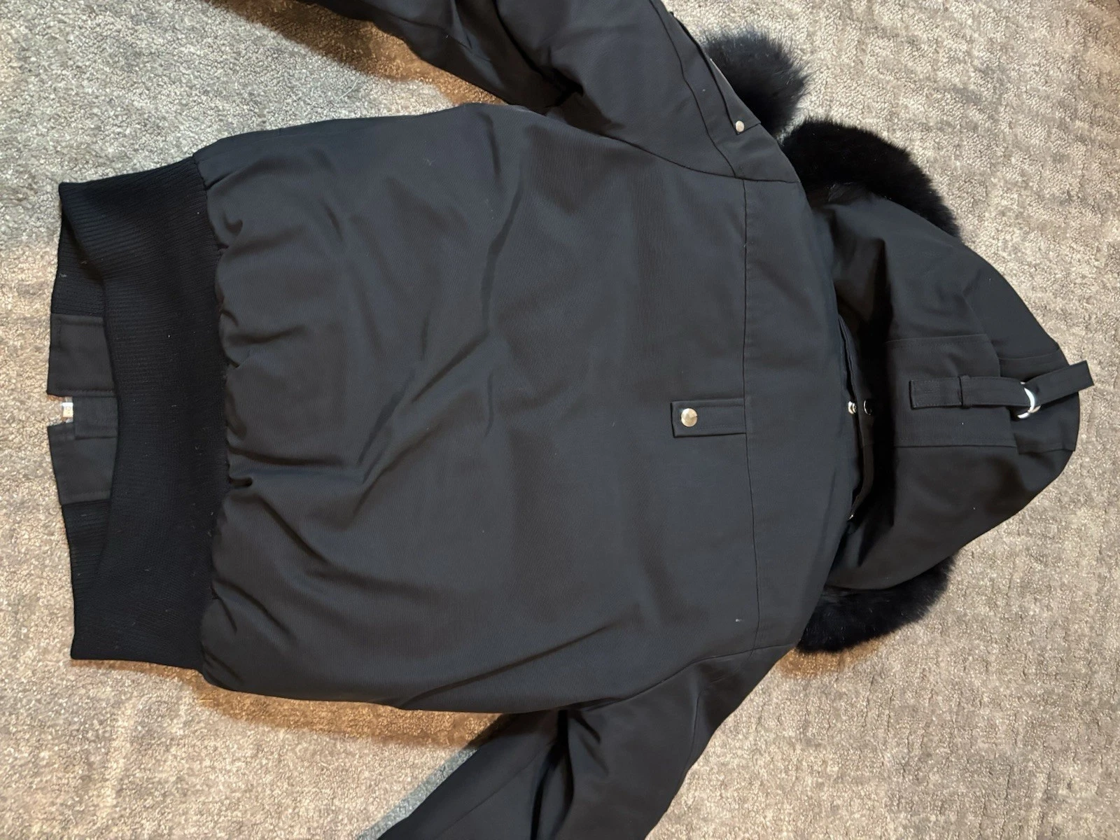 Moose Knuckles Men’s Black Down Filled Hooded Fur Trim Bomber Jacket Size S image 7