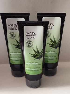 3x Ahava Dead Sea Essentials Aloe Vera Salt Scrub 7.5 Oz Soothing Detox Sealed