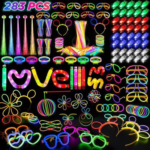 Glow in the Dark Party Favors for Adults , 27 Rave Accessories, 56 LED Light ...