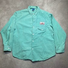 Vintage 80s Ocean Pacific Men XL Surf Button Down Shirt Seafoam Green Distressed