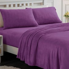 Fleece Sheets Queen Size, Flannel Like Soft, Fuzzy Warm Plush Sheets, Velvet