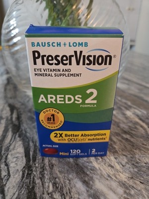 Bausch + Lomb PreserVision AREDS 2 Eye Vitamins 120 Mini Softgels Exp 01/2027