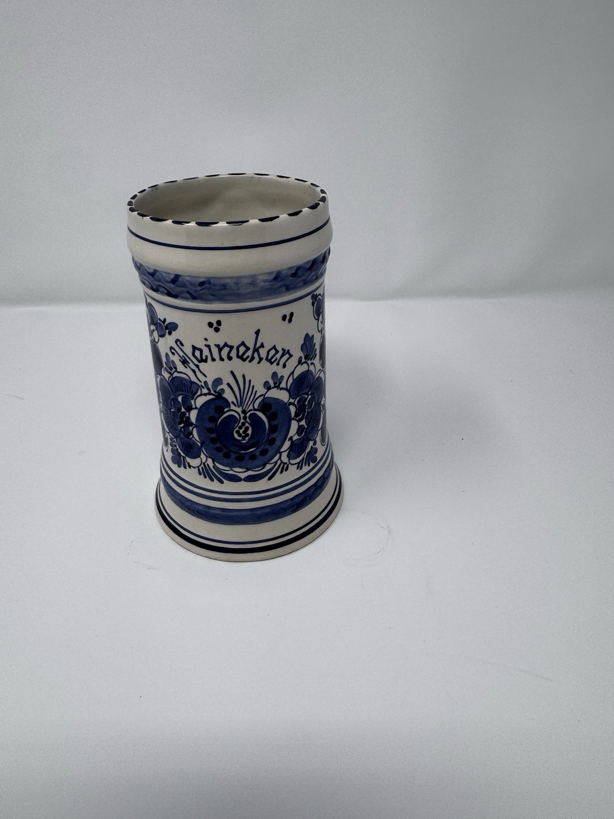 VTG Hand painted Delft Blue Heineken Beer Mug. Ceramic