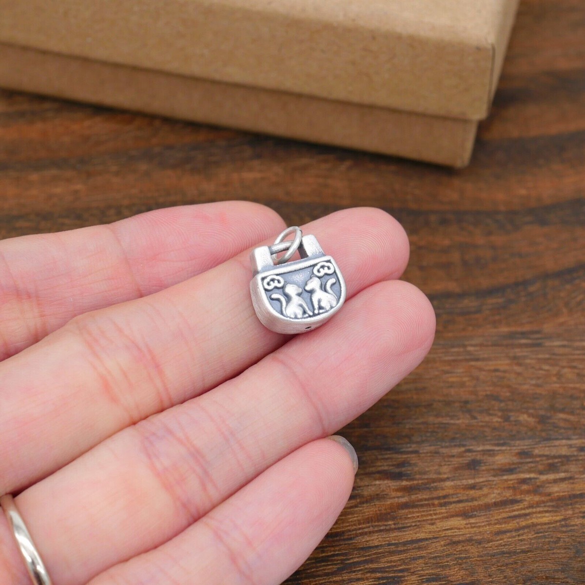 925 Sterling Silver Cute Cat Lock Pendant A5157 | eBay