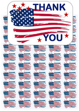 50 American Flag Thank You Envelope Seals / Labels / Stickers, 1" by 1.5"