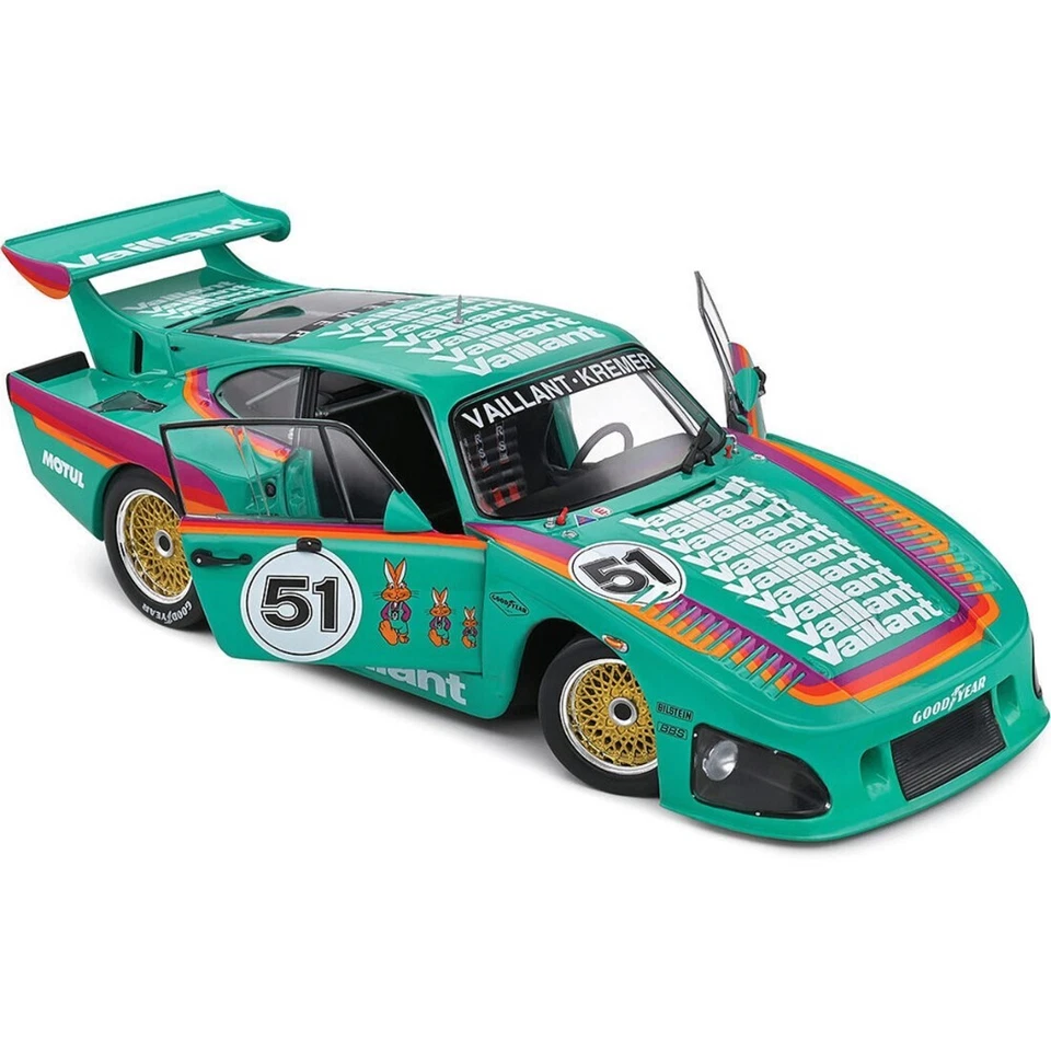Porsche 935 K3 1977 Solido 1:18 verde #51 Vaillant modelo de coche fundido a presión S1807205  Foto 2 de 4