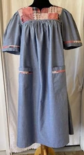 Go Softly Lounge House Dress XS Cotton Chambray Patio Patchwork MuMu Pockets
