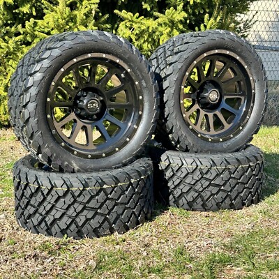 14'' Black Golf Cart Wheels Tires 23x10-14 All Terrain (Quiet Ride), EZGO Club Ca