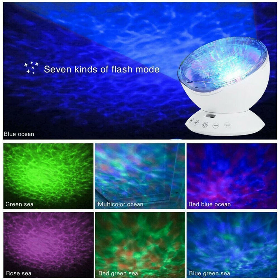 远程海浪投影仪 LED 儿童夜灯 LED 星月装饰灯美国 — 第 4/4 张图片