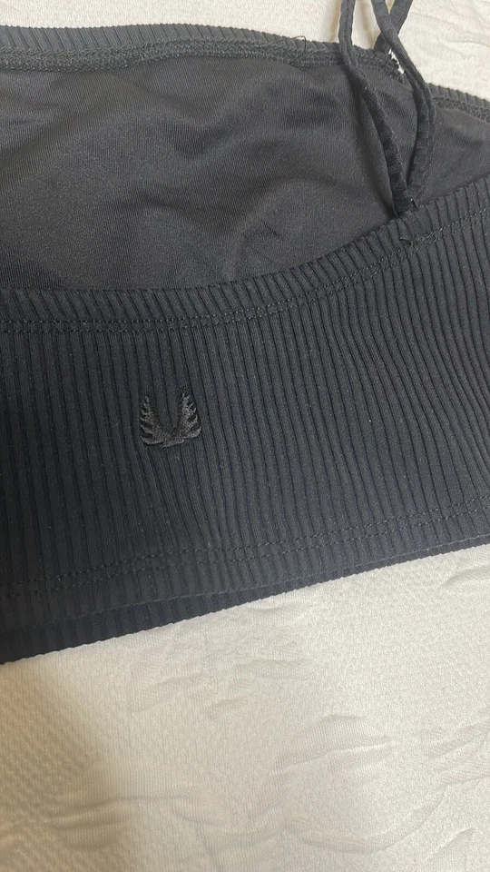 Minimale Animale Black Ribbed Cropped Tank Bandeau Adj Straps Lined Large New - Image 4 of 4