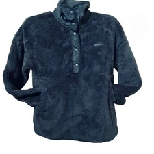 NWT Spyder Cozy Black 1/4 Snap Chunky Warm Fuzzy Sweater Unisex Women’s Size M 