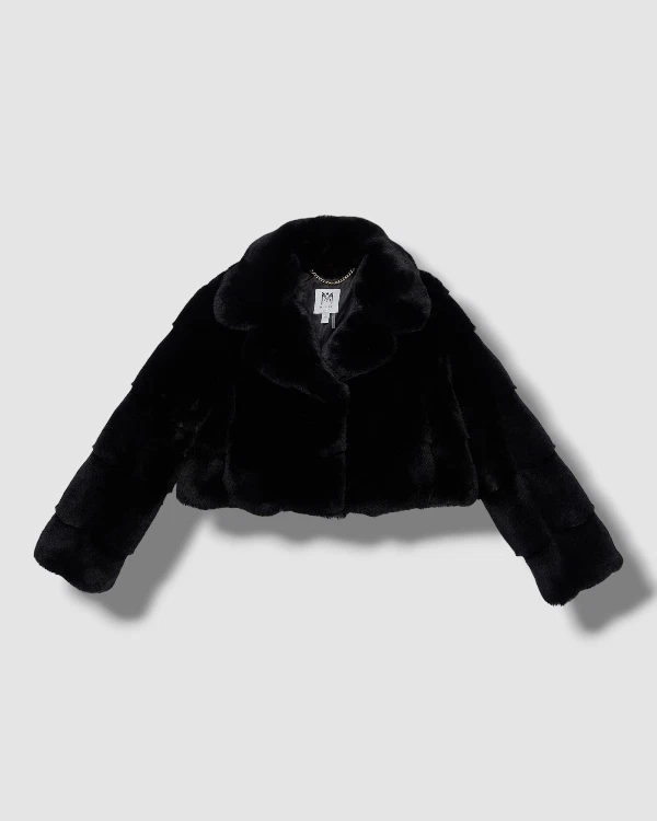 295 Milly Minis Girl s Black Jett Textured Cropped Faux Fur