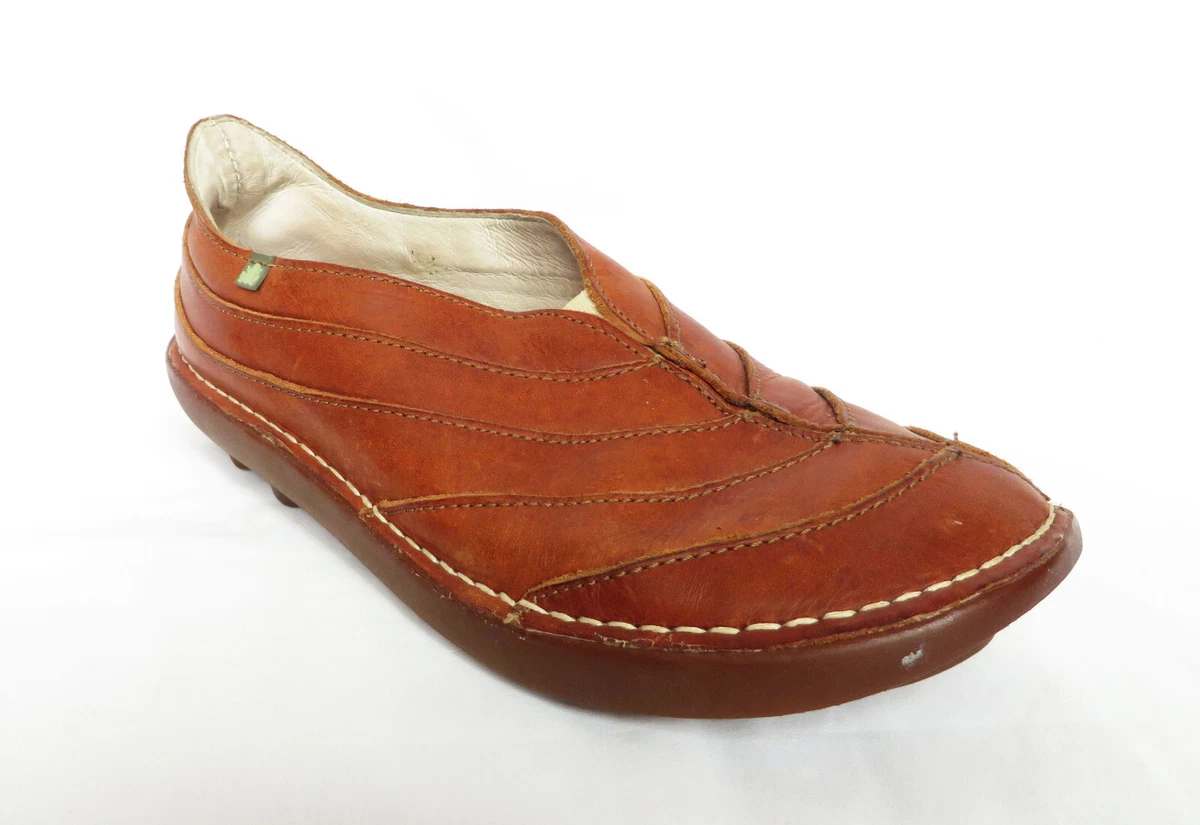 EL NATURALISTA Ginko Womens Brown Leather Slip Ons Frog Sole Shoes 39(no  insole)