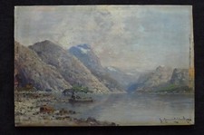 Johann Jungblut (Jungbluth) 1860-1912 Fiordo in Norvegia - 1886